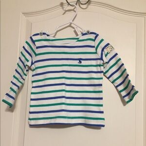 Joules White, Blue and Green Striped Shirt